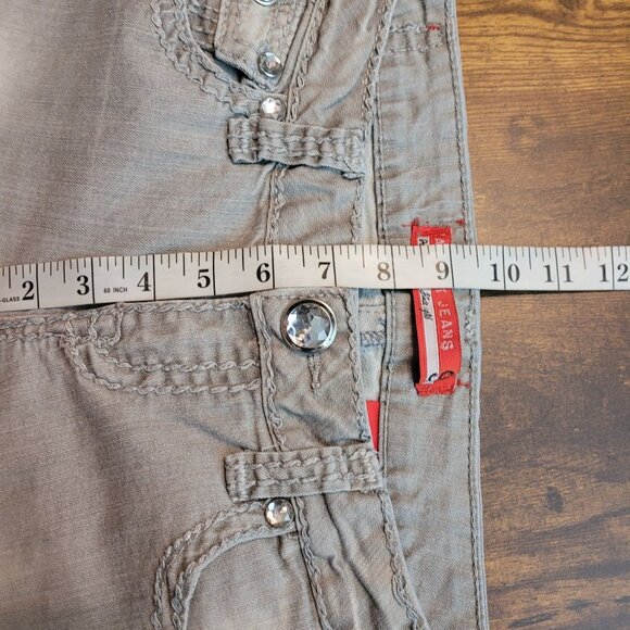 Zana Di Jeans Women 9 Bootcut Low Rise Button Flap Embellished Gray Thick Stitch - Picture 8 of 11